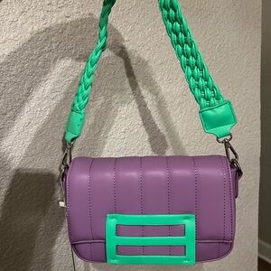Purple and Green Women's Bag